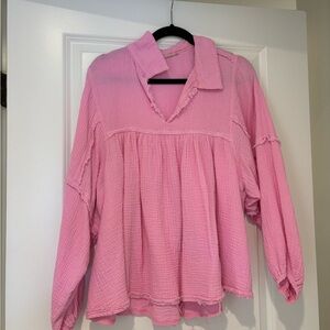 Flowy Pink Gauze Top